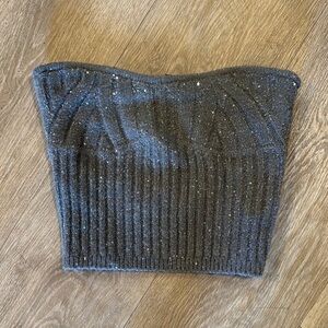 Sparkly Gray Knit Tube Top